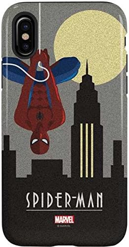 Skinit Pro Telefon Kılıfı ile Uyumlu iPhone X - Resmi Lisanslı Marvel / Disney Örümcek Adam Skyline Noir Tasarım